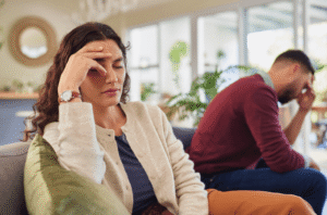 couple fighting after they had couples counseling for infidelity